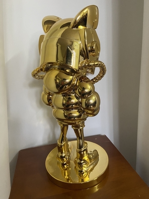 Plexiglass Space Cat Sculpture Hand Handled Mirror Electroplated