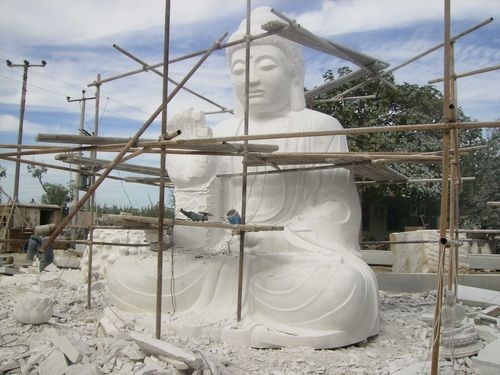 Tác phẩm điêu khắc bằng đá cẩm thạch tùy chỉnh tôn giáo Tượng Phật bằng đá cẩm thạch lớn