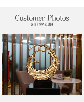 Gold Mirror Resin Art Sculpture Spray Modern Art Metal Sculptures Lobby Decoration