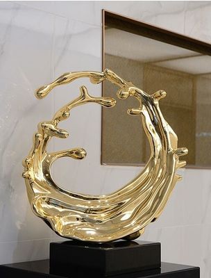 Gold Mirror Resin Art Sculpture Spray Modern Art Metal Sculptures Lobby Decoration
