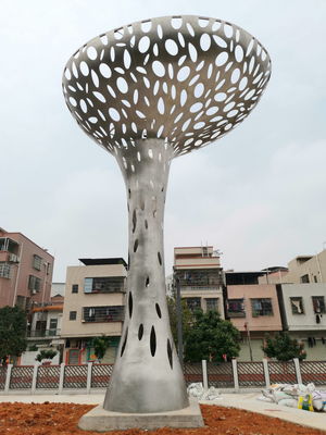 Lamp Hollow Large Metal Yard Sculptures , Brushed Surface Metal Lawn Sculptures
