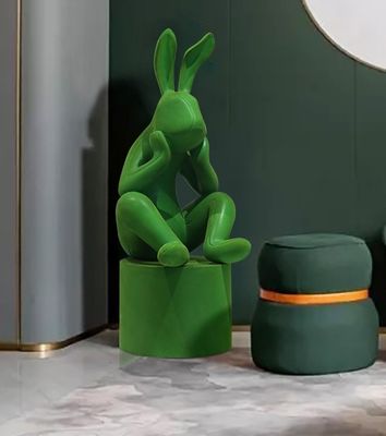 800 Mm Resin Rabbit Statues , OEM ODM Animal Garden Sculptures