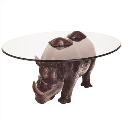 Animal Rhinoceros Metal Table Sculpture Resin Tea Table Outdoor Yard Sculptures