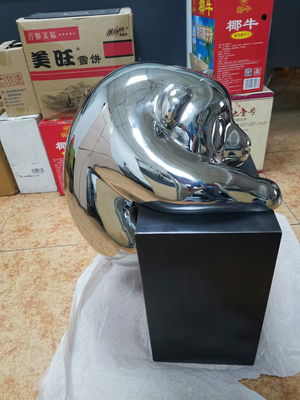 Mirror Abstract Garden Panda Statue , Window Climbing Welded Animal Sculptures