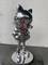 Rắn bạc mạ điện không gian điêu khắc mèo theo phong cách khinh khí cầu